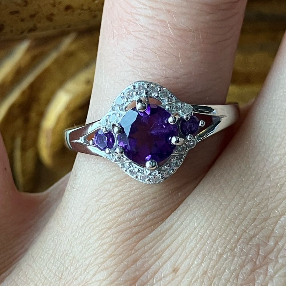 African Amethyst Sterling Silver Ring Size 9
